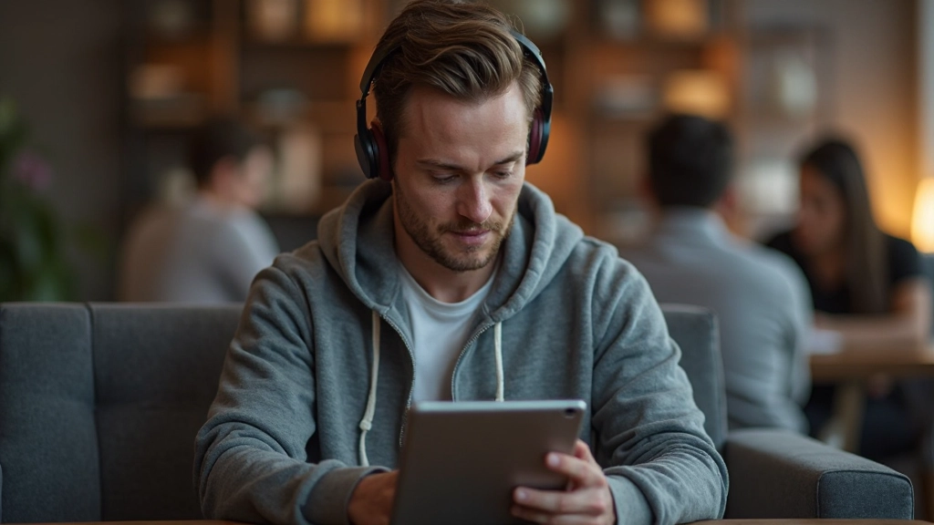 Man werkt op laptop in digitale leeromgeving