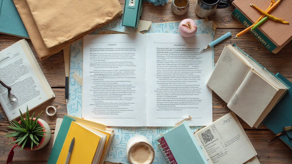 Verschillende leerboeken en vakgebieden naast elkaar op een bureau, vertegenwoordigend interleaving studeren