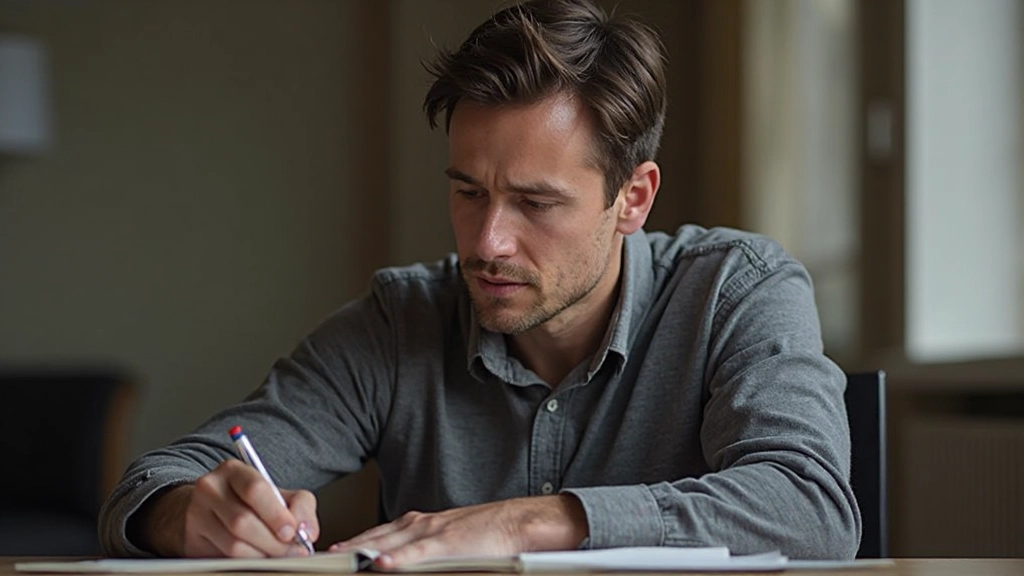 Persoon schrijft concepten uit het hoofd in eigen woorden, demonstreert active recall techniek